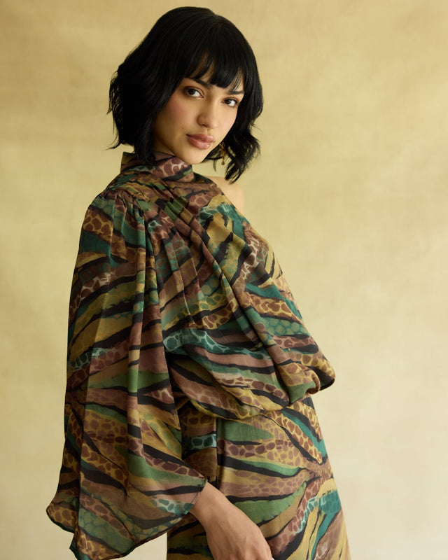 Wild Dusk Cape Top & Skirt Set - Two-Piece Set - Mizyana