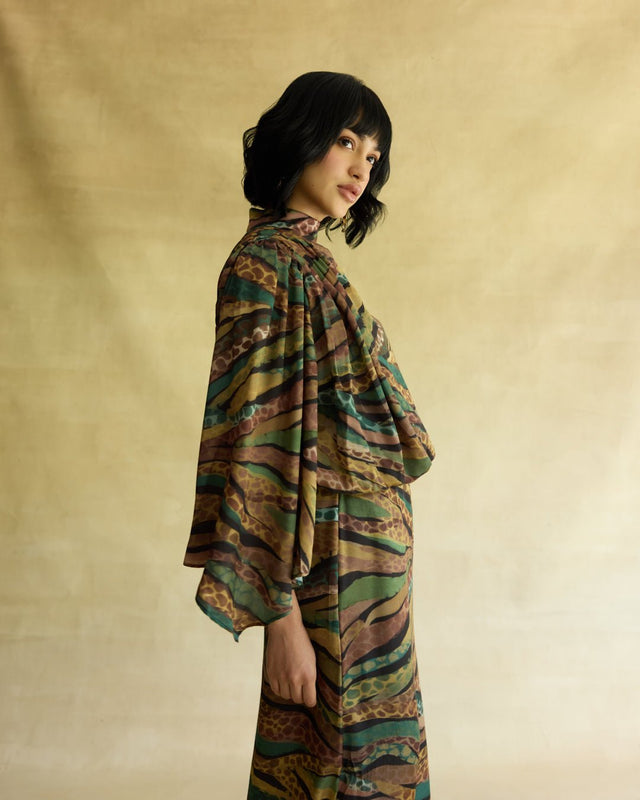 Wild Dusk Cape Top & Skirt Set - Two-Piece Set - Mizyana