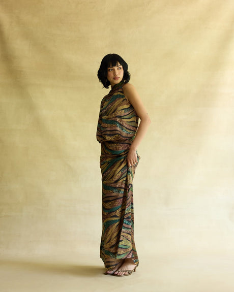 Wild Dusk Cape Top & Skirt Set - Two-Piece Set - Mizyana