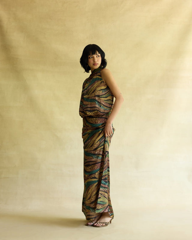Wild Dusk Cape Top & Skirt Set - Two-Piece Set - Mizyana