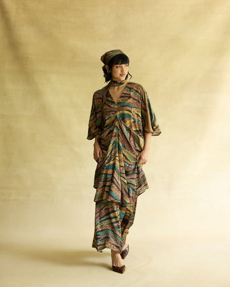 Wild Dusk Kaftan Dress & Skirt Set - Two-Piece Set - Mizyana