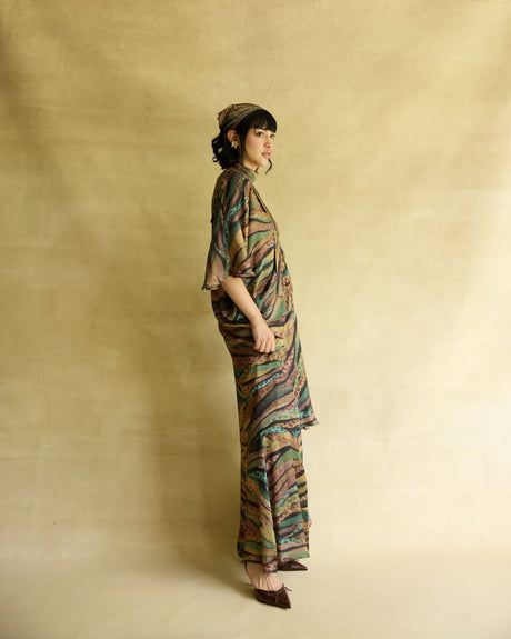 Wild Dusk Kaftan Dress & Skirt Set - Two-Piece Set - Mizyana