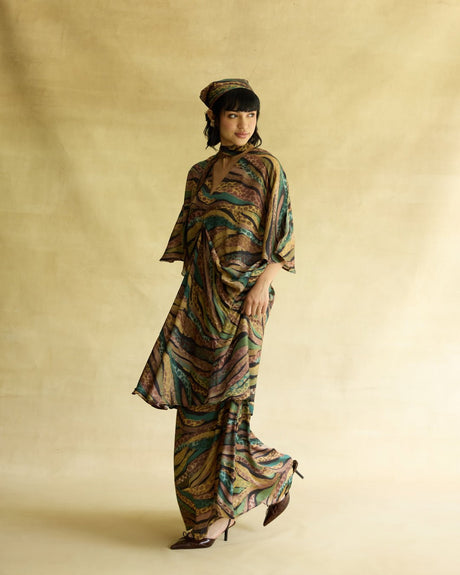 Wild Dusk Kaftan Dress & Skirt Set - Two-Piece Set - Mizyana