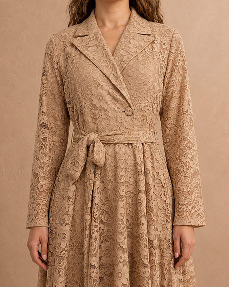 Wrap Maxi Belted Lace Dress - Dress - Mizyana