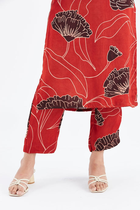 Yara Red kurta set - Two-Piece Set - Mizyana