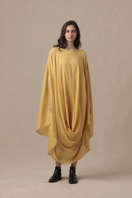 Yellow Cowl Dress - Dress - Mizyana
