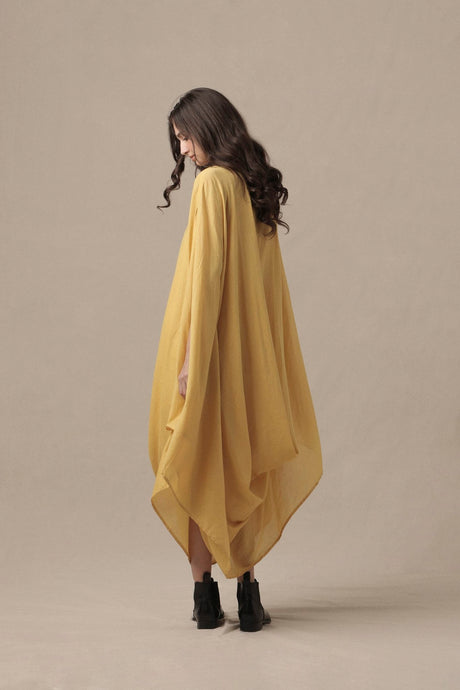Yellow Cowl Dress - Dress - Mizyana