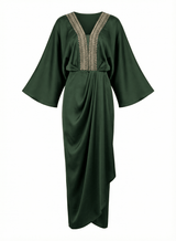 Zarafah Embroidered V-Neck Draped Kaftan - Kaftan - Mizyana