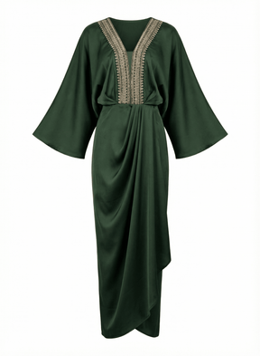 Zarafah Embroidered V-Neck Draped Kaftan - Kaftan - Mizyana