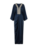 Zarafah Embroidered V-Neck Pleated Batwing Dress - Dress - Mizyana