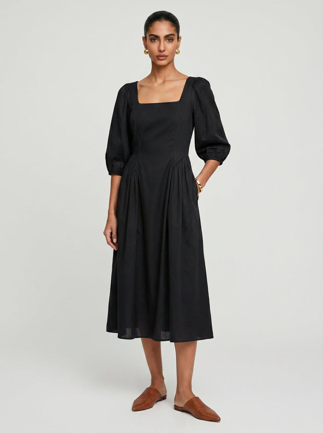 Zoe Black Chanderi Dress - Dress - Mizyana