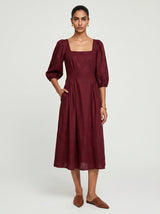 Zoe Red Chanderi Dress - Dress - Mizyana