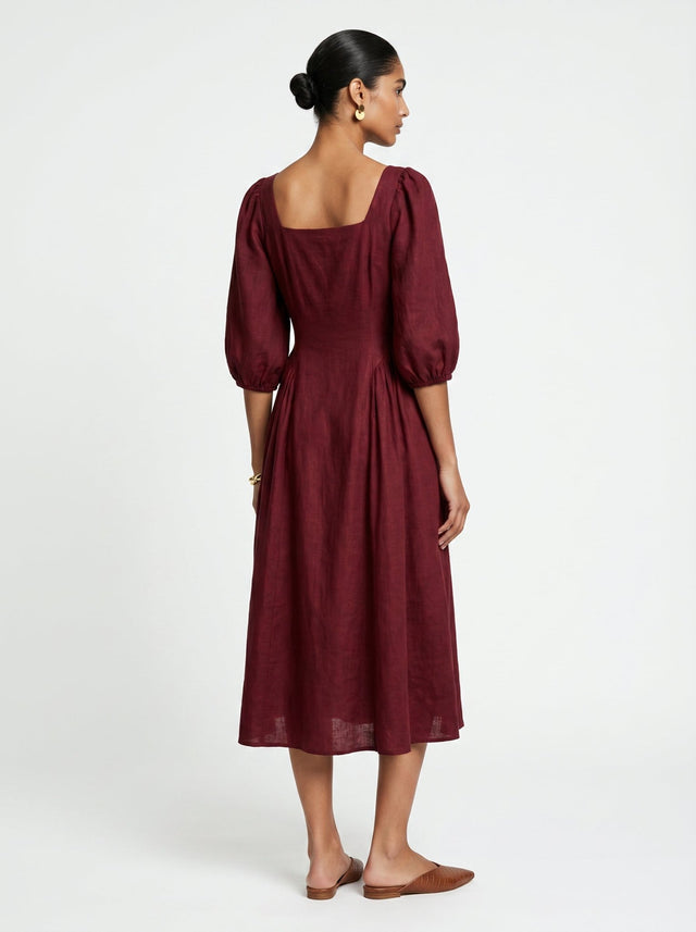 Zoe Red Chanderi Dress - Dress - Mizyana