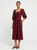 Zoe Red Chanderi Dress - Dress - Mizyana