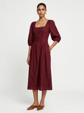 Zoe Red Chanderi Dress - Dress - Mizyana