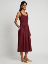 Zoe Sleeveless Red Chanderi Dress - Dress - Mizyana