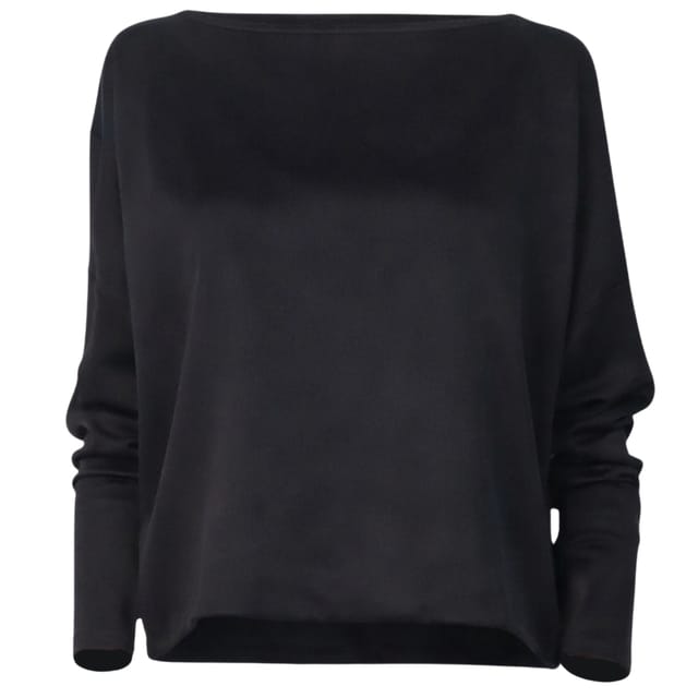 Long Sleeve Top in Black Onyx Cupro