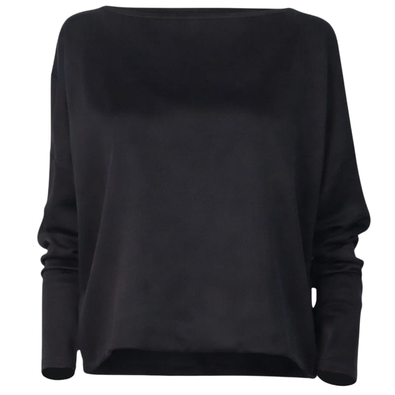 Long Sleeve Top in Black Onyx Cupro