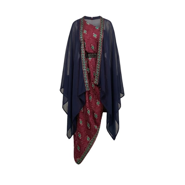 Naqsh Dress & Cape Kaftan Set