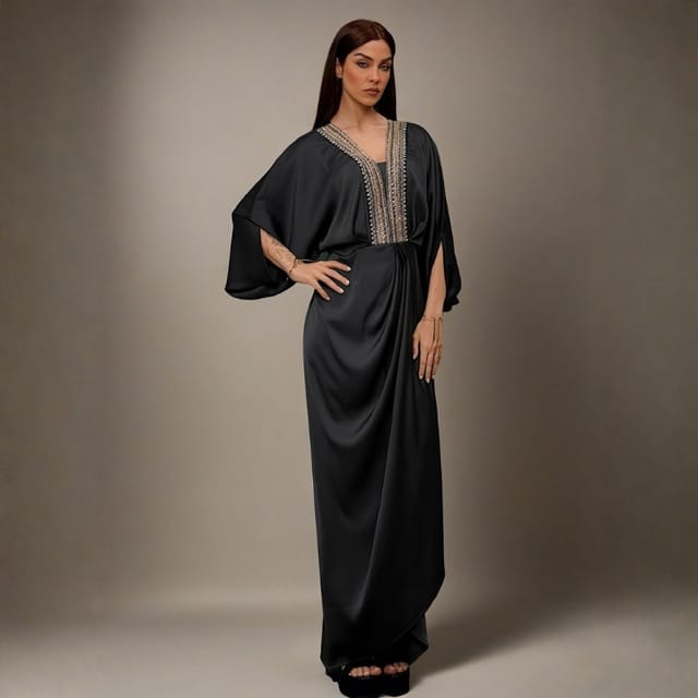 Zarafah Black Pleated Casual Daraa