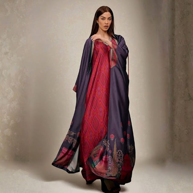 Manzare Purple Dress & Cape Kaftan