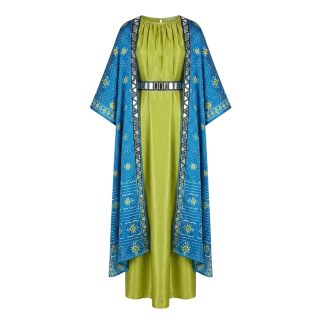 Naqsh Blue Cape & Dress Kaftan Set