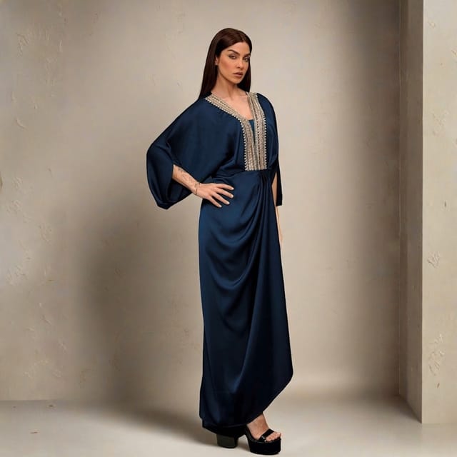 Zarafah Blue Pleated Casual Daraa