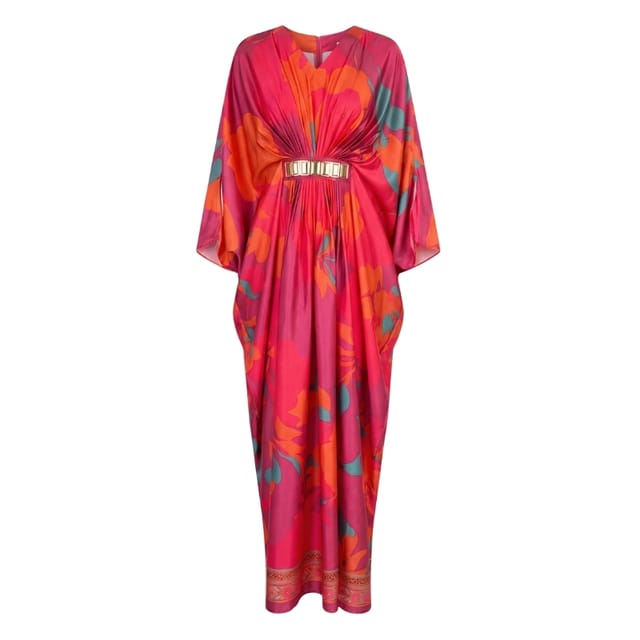 Fuschia Printed Drape Kaftan