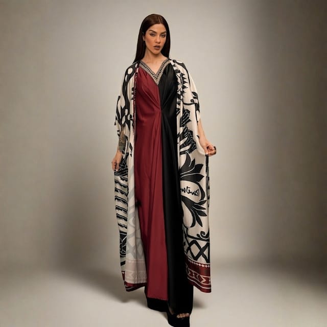 Harf Colorblock Kaftan Set