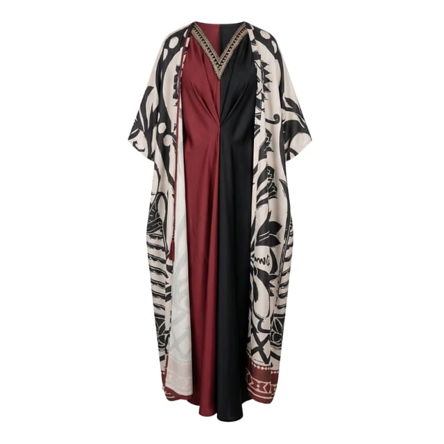 Harf Colorblock Kaftan Set