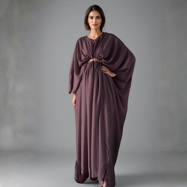 قفطان موف درابيه مع حزام مزخرف قفطان موف درابيه مع حزام مزخرف