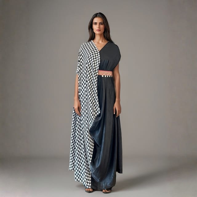 Checkered Sidebelt Kaftan