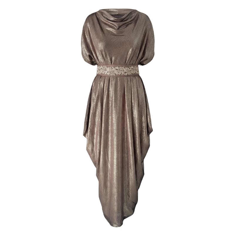 Shimmery Brown Embellished Belt Kaftan