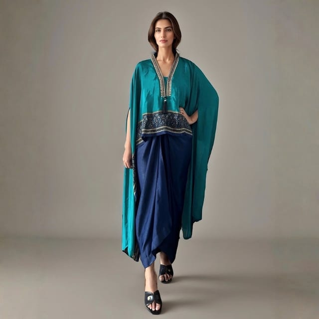 Printed Cape Top & Drape Skirt