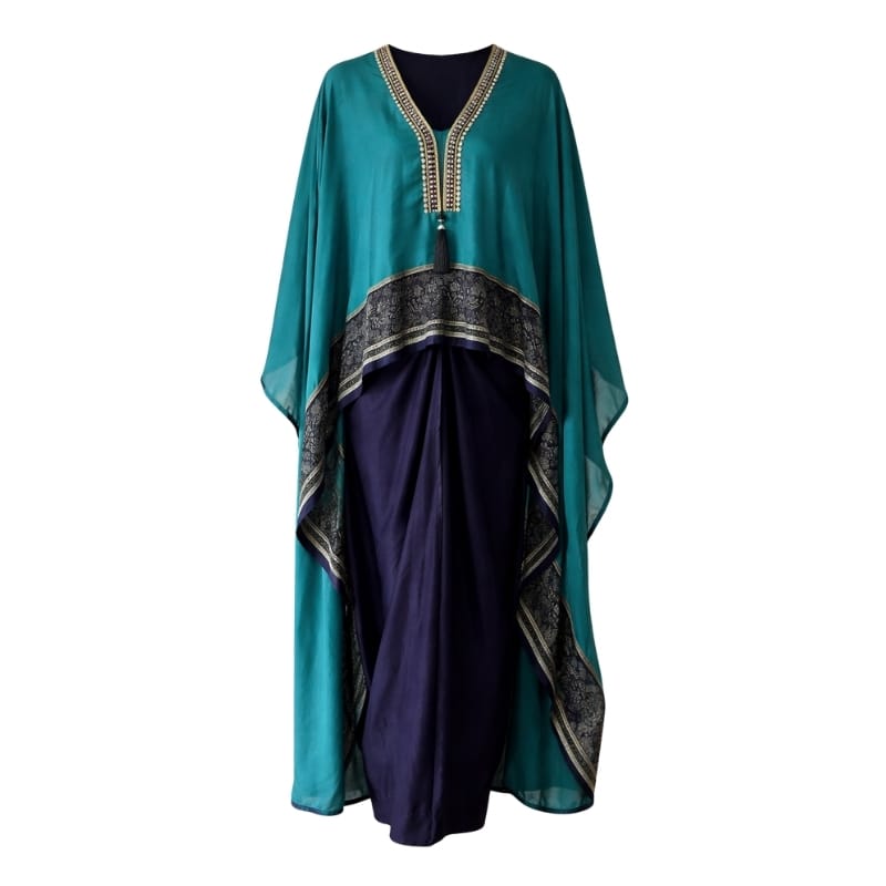 Printed Cape Top & Drape Skirt