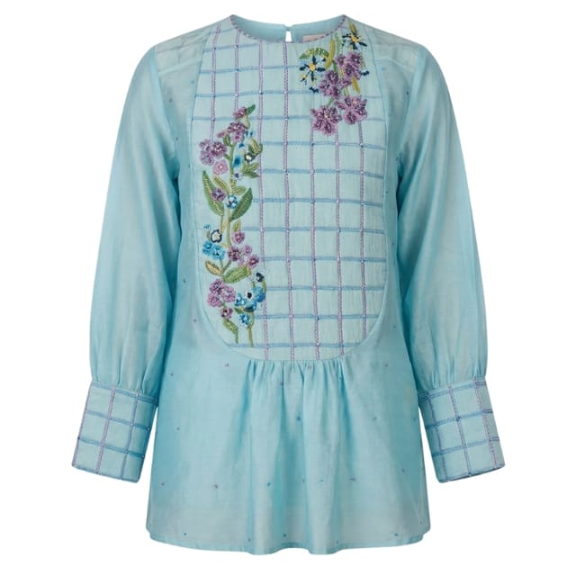 Azure Checkered Top