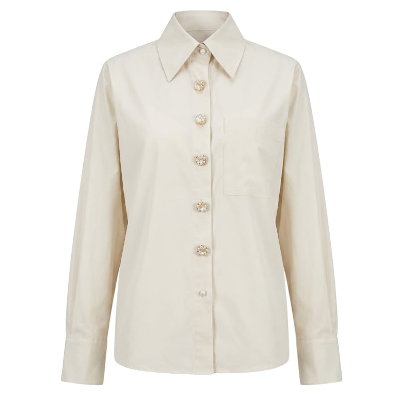 Pearl Flower Buttons Shirt