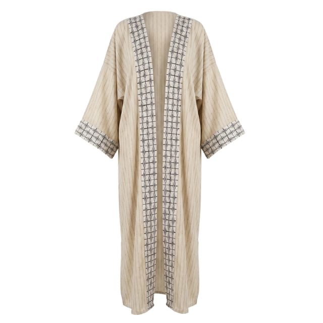 Linen Textured Open Abaya