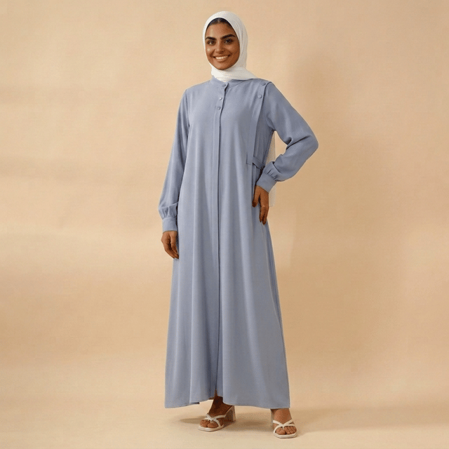 Macaron Color Shoulder Button Pullover Abaya Macaron Color Shoulder Button Pullover Abaya