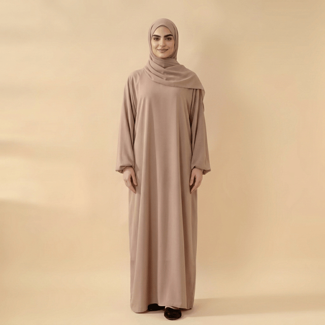 عباية كريب بقصة شرنقة مع حجاب مرفق عباية كريب بقصة شرنقة مع حجاب مرفق