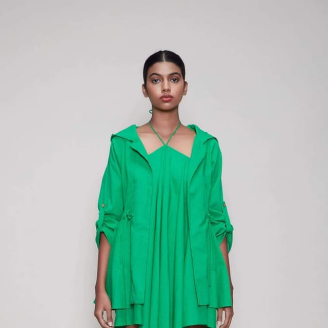 Green Hooded Chatri Jacket