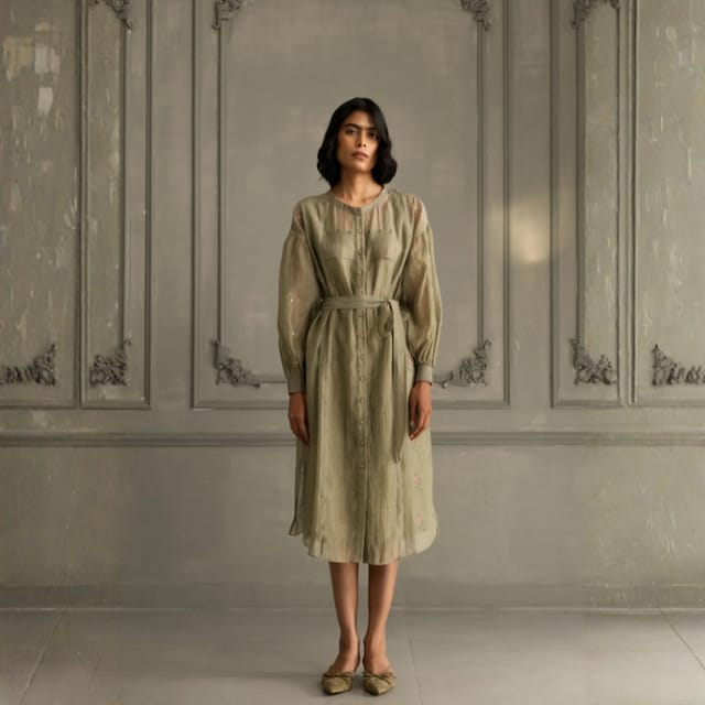Embroidered Mul Chanderi Dress Set