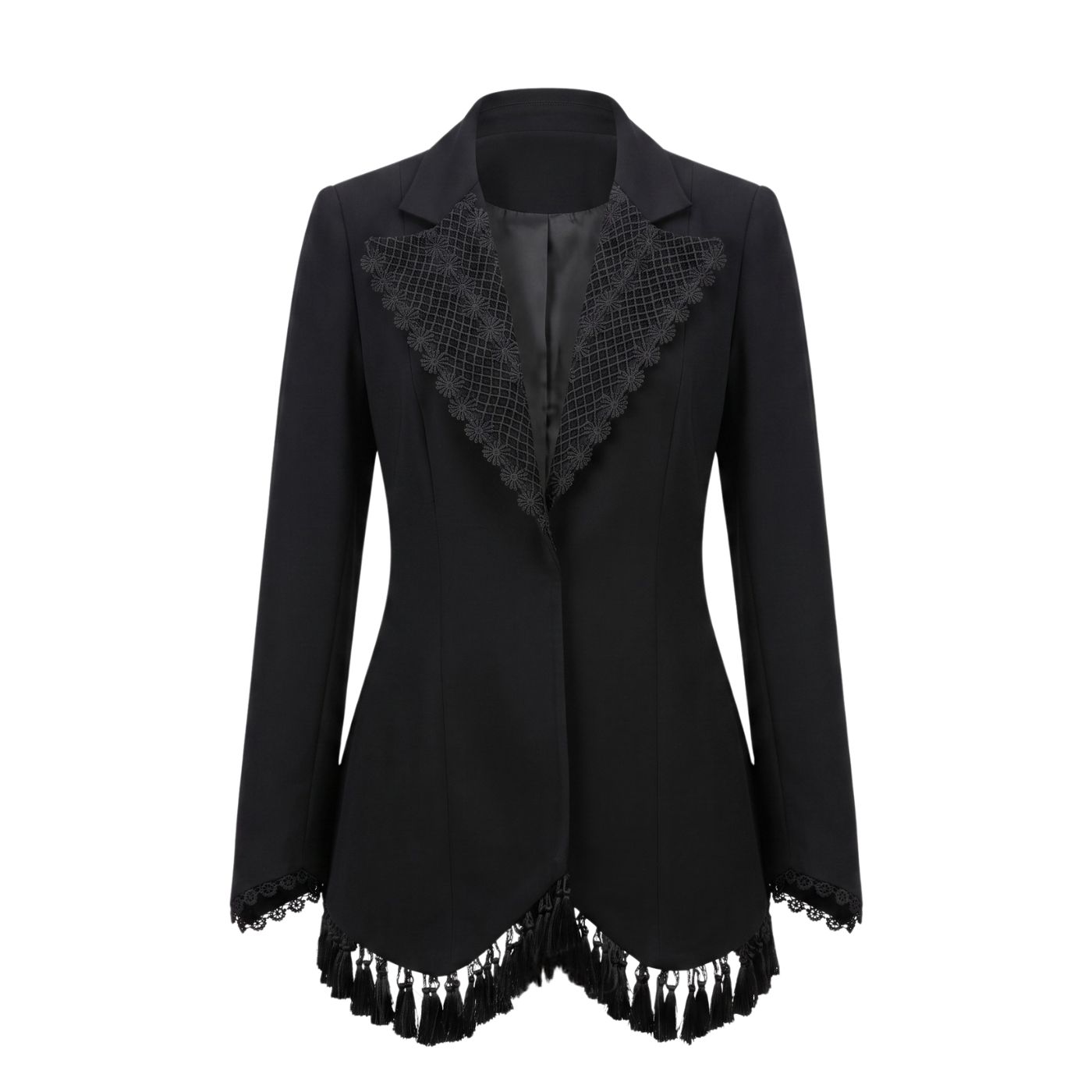 Lace Collar and Tassel Trimmed Jacket