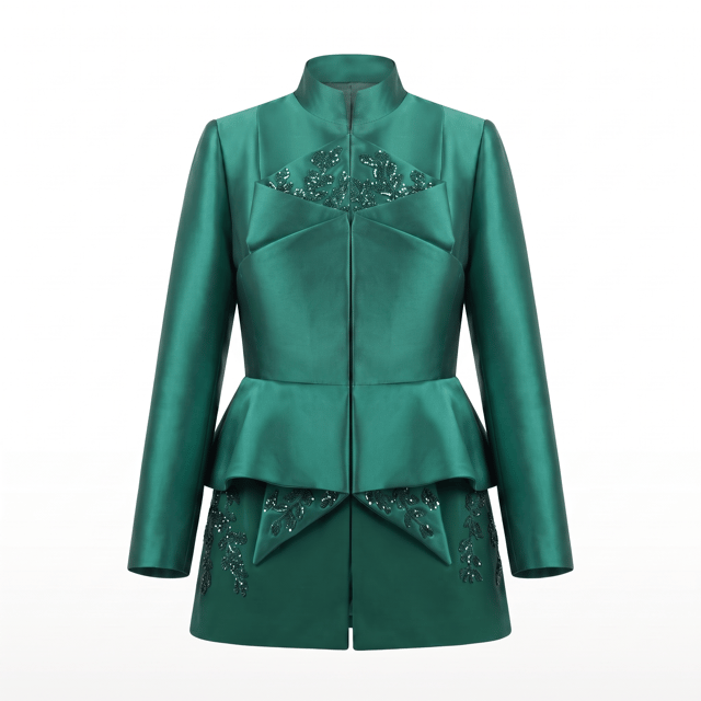 Taffeta and Crepe Embellished Corset Sculptural Jacket