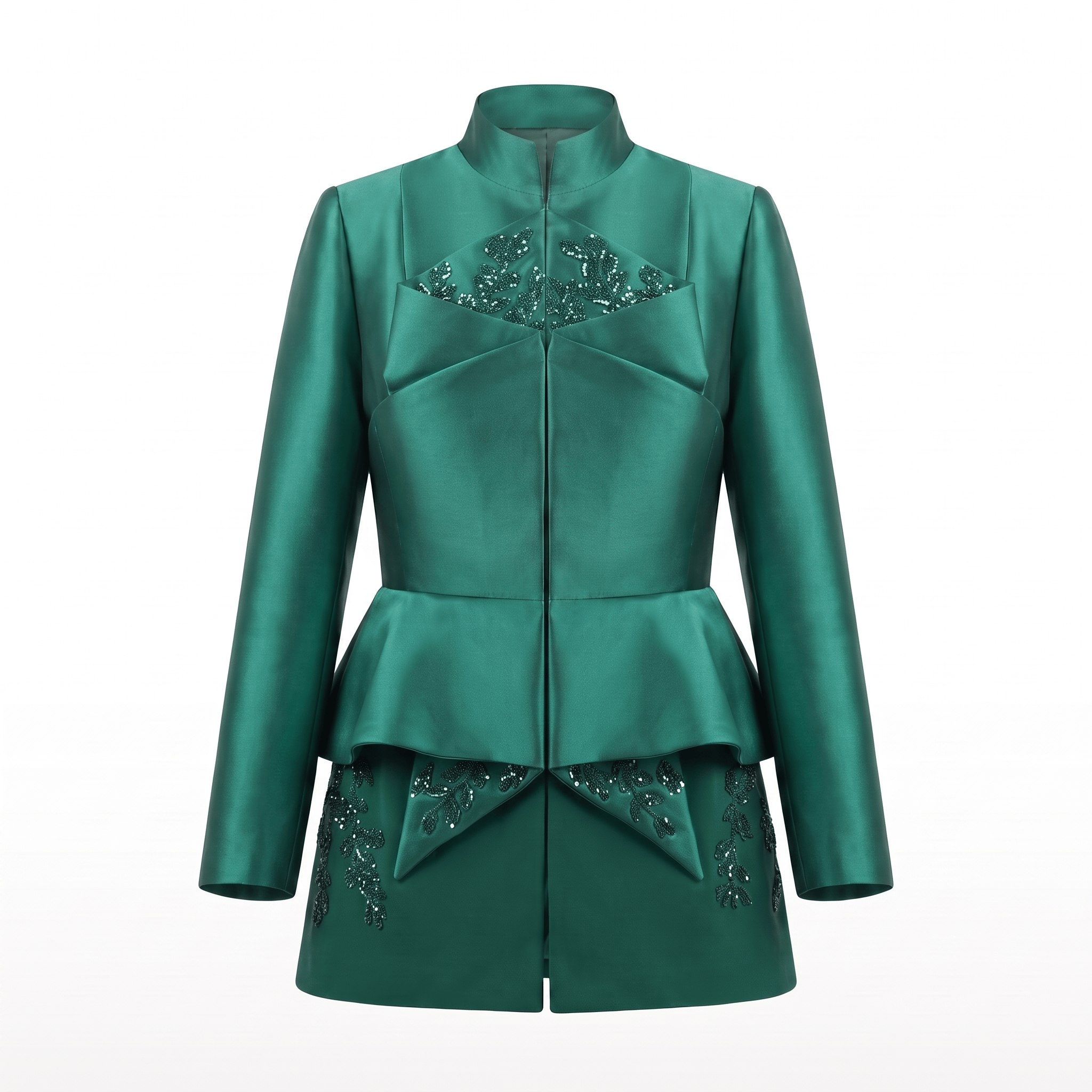 Taffeta and Crepe Embellished Corset Sculptural Jacket