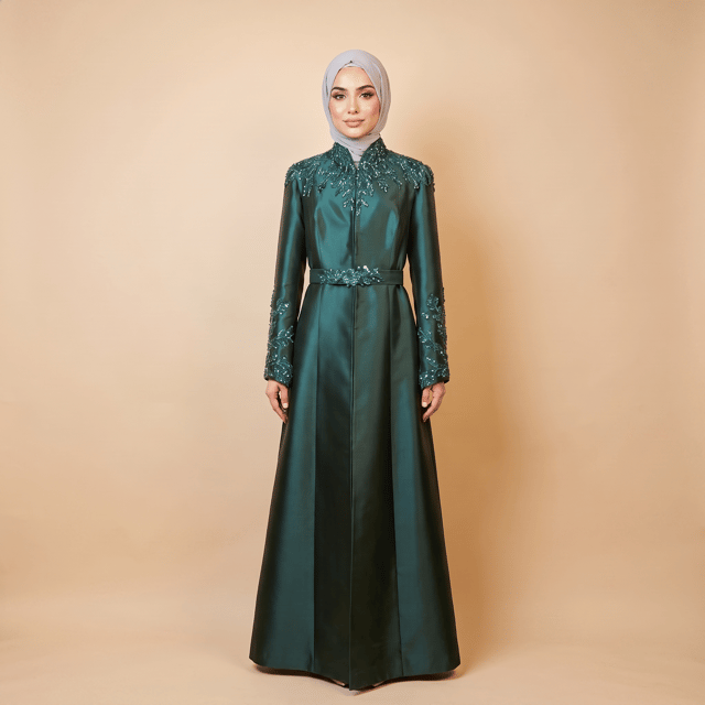 Taffeta Long Embellished Sculptural  Jacket