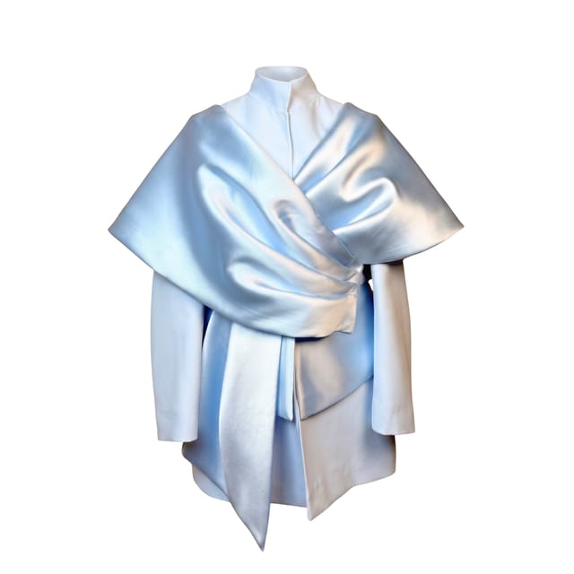 Taffeta and Crepe Ribbon Ligiht Blue Jacket