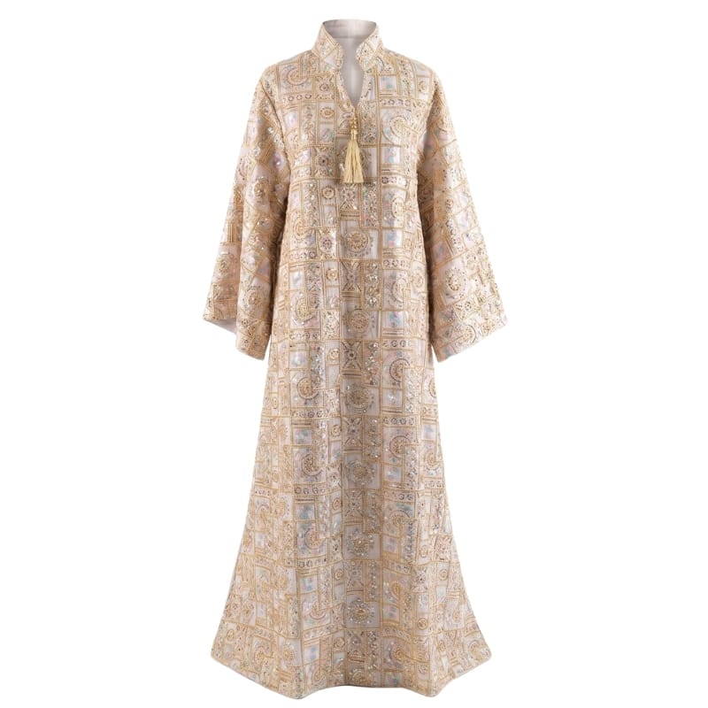 Embroidered Linen Jalabiya with Tassels