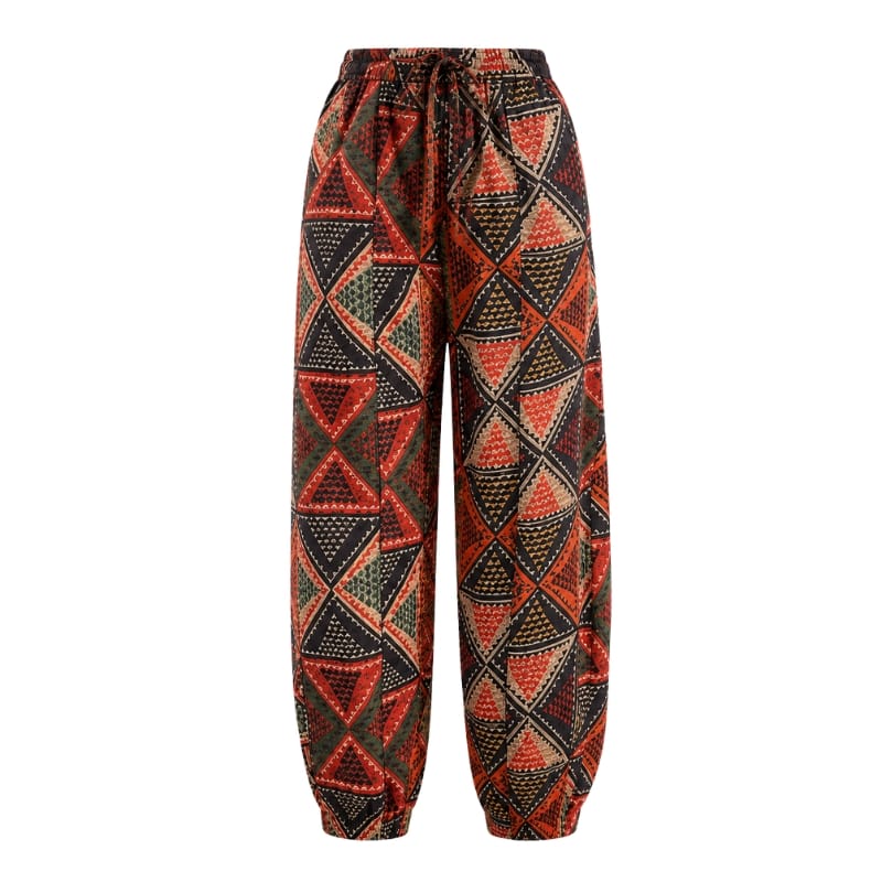 Geometric Balloon Linen Pants